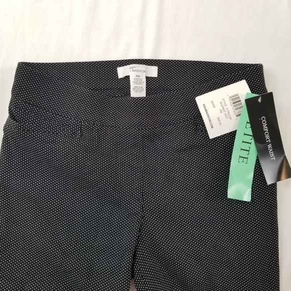 Pants Crop Comfort Elastic Waist 89th Madison Women Size PM Black White Dots - Picture 8 of 8